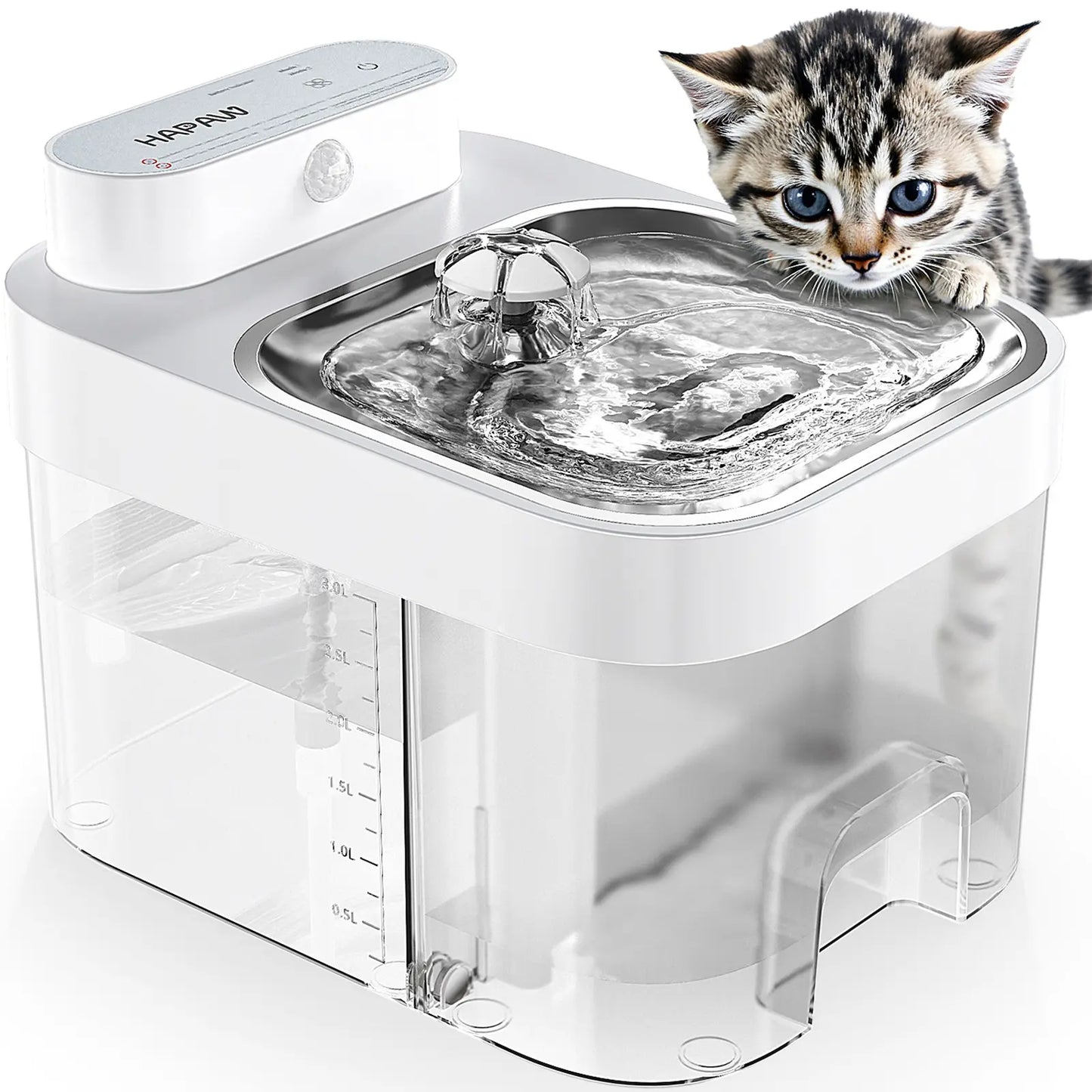 HAPAW Smart Cat Water Fountain: Advanced Filter-Free Hydration System with Wi-Fi Connectivity and Extended Battery Life for Optimal Pet Wellness