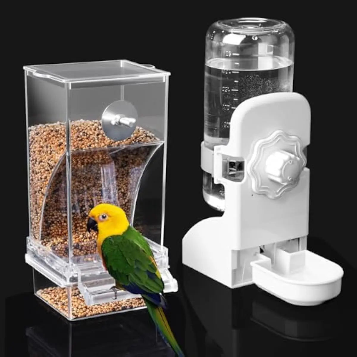 Automatic Feeder and Water Dispenser Set for Small Birds - Ideal for Parakeets, Lovebirds, Budgerigars, and Canaries