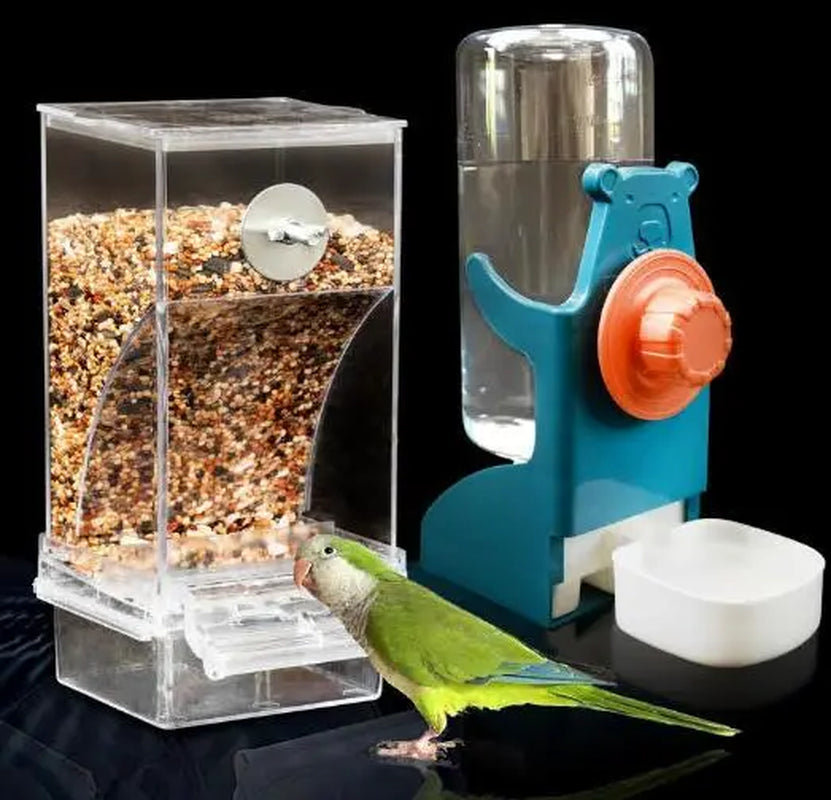 Automatic Feeder and Water Dispenser Set for Small Birds - Ideal for Parakeets, Lovebirds, Budgerigars, and Canaries