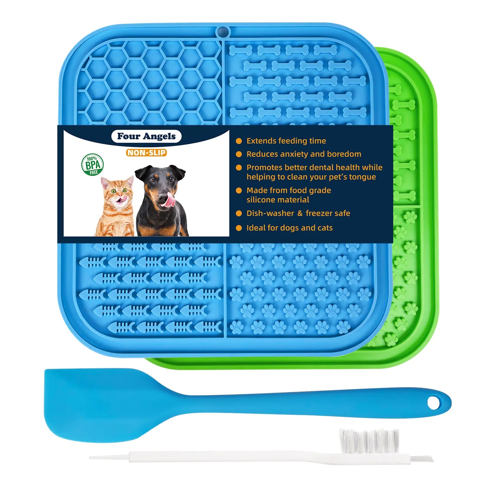 Premium Four-Angels Licking Mat for Dogs and Cats - Suction Cup Slow Feeder for Bathing, Grooming, Training, and Anxiety Management