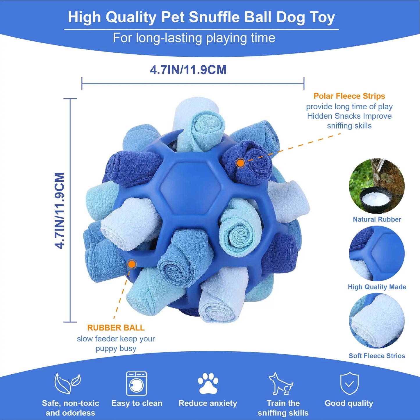 Velvet Interactive Snuffle Ball Toy for Small Dogs - Chewable Puzzle Feeder for Mental Stimulation and Anxiety Relief