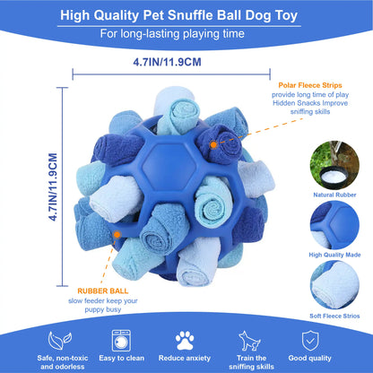 Velvet Interactive Snuffle Ball Toy for Small Dogs - Chewable Puzzle Feeder for Mental Stimulation and Anxiety Relief