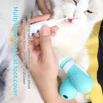 Silicone Pet Paw Protectors - 4-Piece Adjustable Grooming Boots for Cats and Dogs, Durable Anti-Scratching Protection for Baths, Safe and Reliable Design