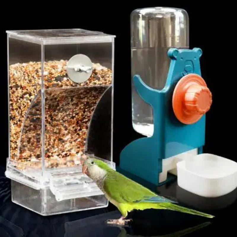 Automatic Feeder and Water Dispenser Set for Small Birds - Ideal for Parakeets, Lovebirds, Budgerigars, and Canaries