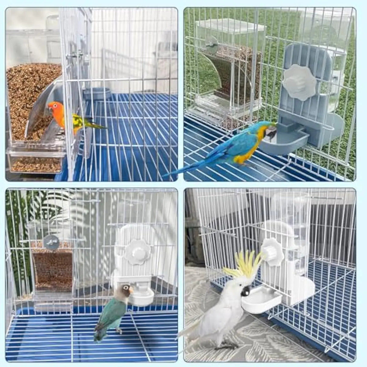 Automatic Feeder and Water Dispenser Set for Small Birds - Ideal for Parakeets, Lovebirds, Budgerigars, and Canaries
