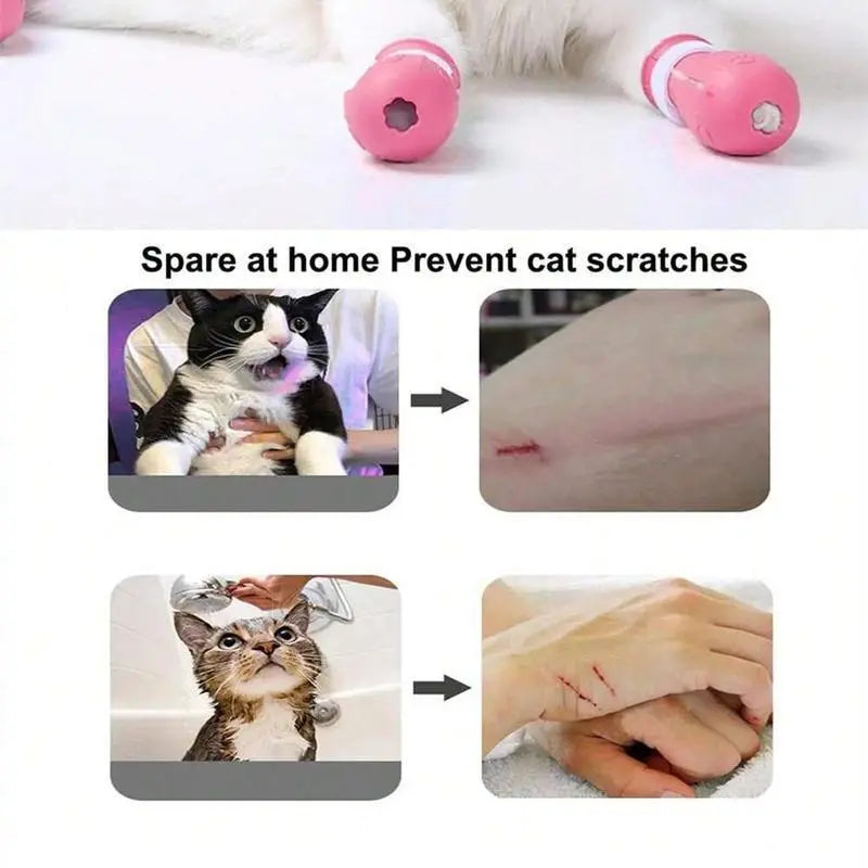 Silicone Pet Paw Protectors - 4-Piece Adjustable Grooming Boots for Cats and Dogs, Durable Anti-Scratching Protection for Baths, Safe and Reliable Design