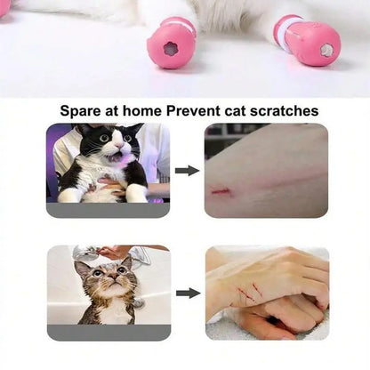 Silicone Pet Paw Protectors - 4-Piece Adjustable Grooming Boots for Cats and Dogs, Durable Anti-Scratching Protection for Baths, Safe and Reliable Design