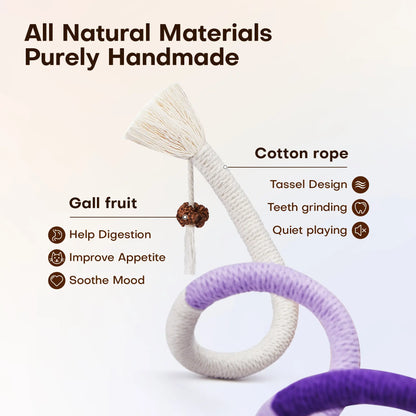 Potaroma 3-Pack Organic Cotton Snake-Shaped Interactive Cat Chew Ropes - Dental Care Toys for Indoor Kittens, Promotes Calmness, Reduces Tartar Buildup, Freshens Breath, Encourages Indoor Play