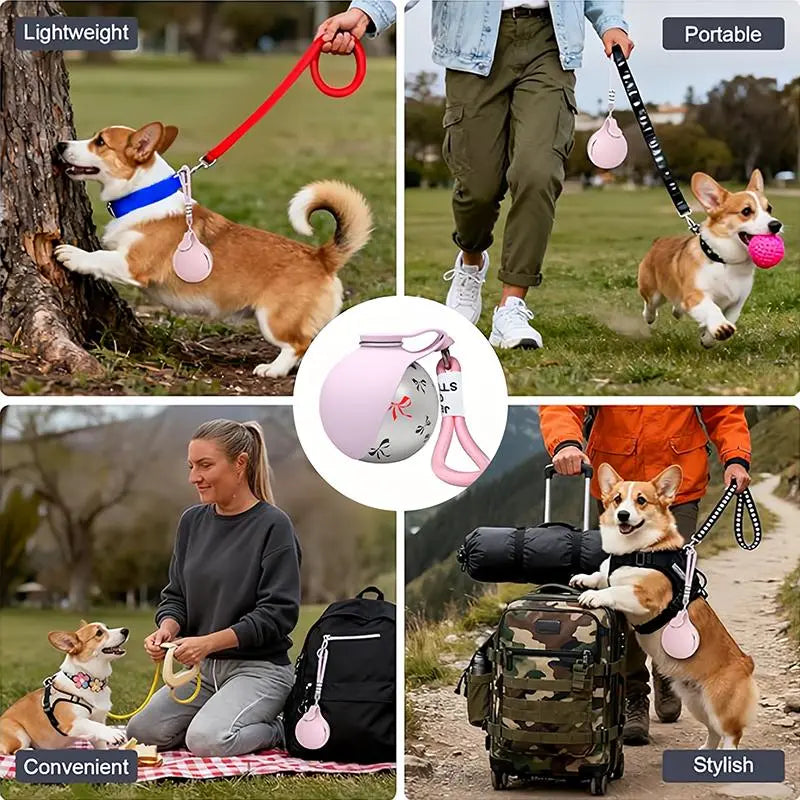 Ihubei 3-in-1 Stainless Steel Pet Water Bottle with Food-Grade Silicone Foldable Bowl - Stylish Hydration Solution for Dogs and Cats, 285ml