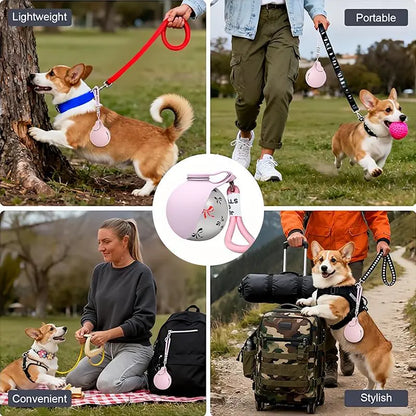 Ihubei 3-in-1 Stainless Steel Pet Water Bottle with Food-Grade Silicone Foldable Bowl - Stylish Hydration Solution for Dogs and Cats, 285ml
