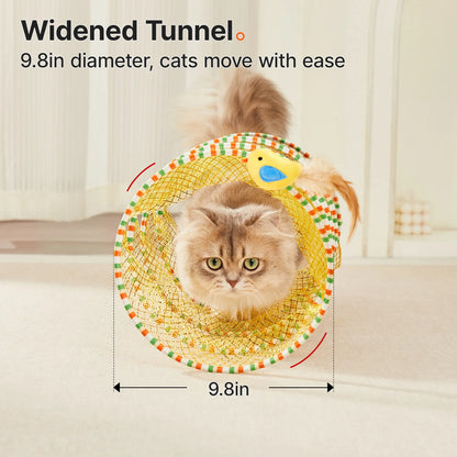 Potaroma Collapsible Spiral Cat Tunnel Toy with Feather and Bell for Indoor Kittens and Cats, 20 Inches Unfolded