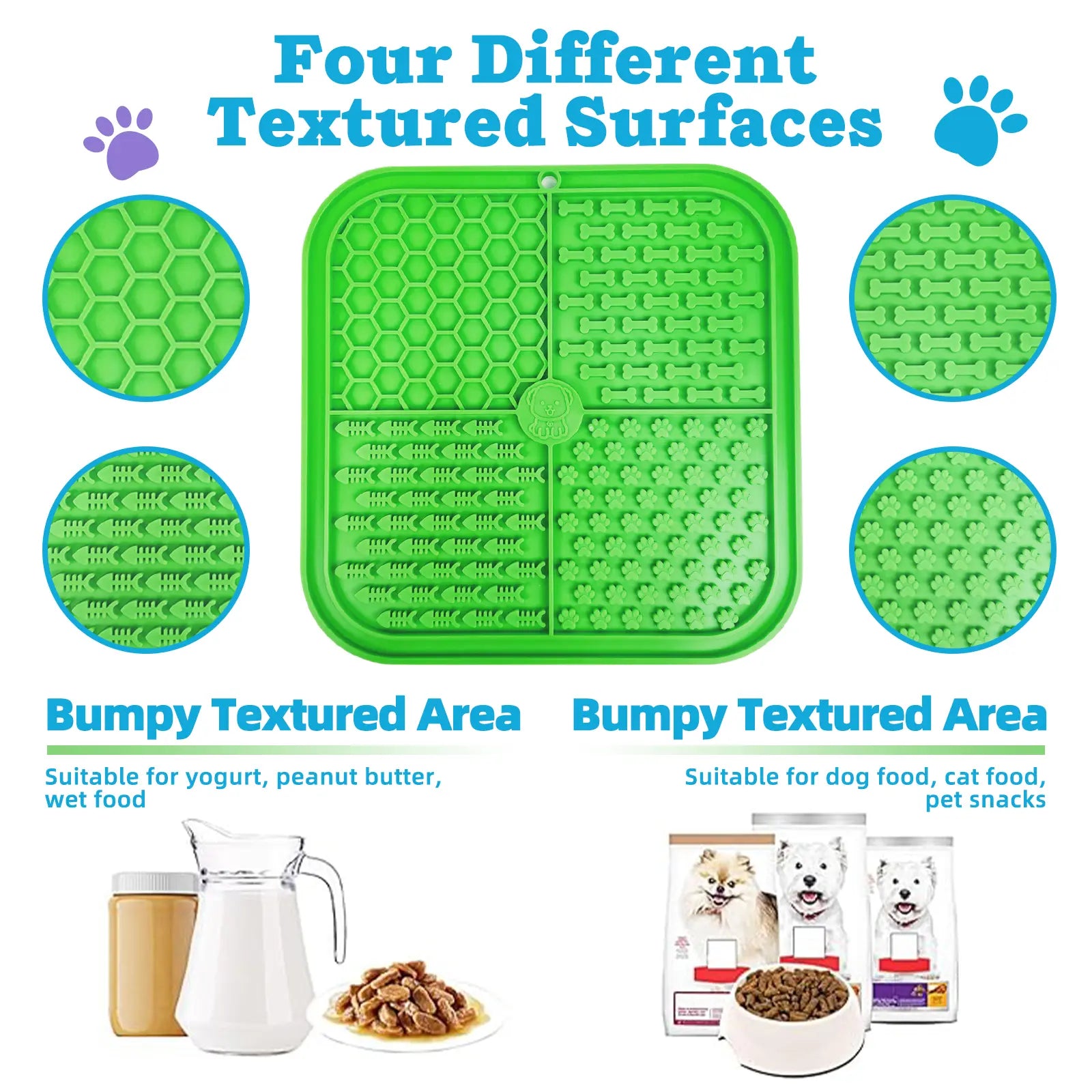 Premium Four-Angels Licking Mat for Dogs and Cats - Suction Cup Slow Feeder for Bathing, Grooming, Training, and Anxiety Management