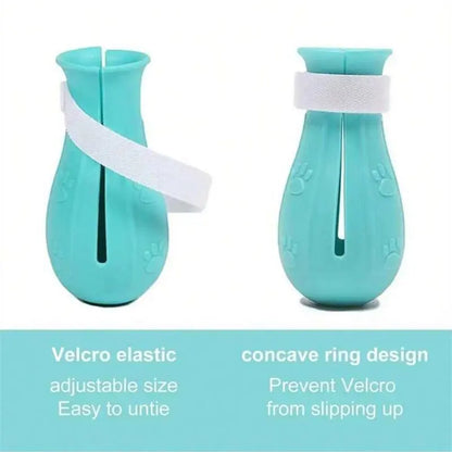 Silicone Pet Paw Protectors - 4-Piece Adjustable Grooming Boots for Cats and Dogs, Durable Anti-Scratching Protection for Baths, Safe and Reliable Design