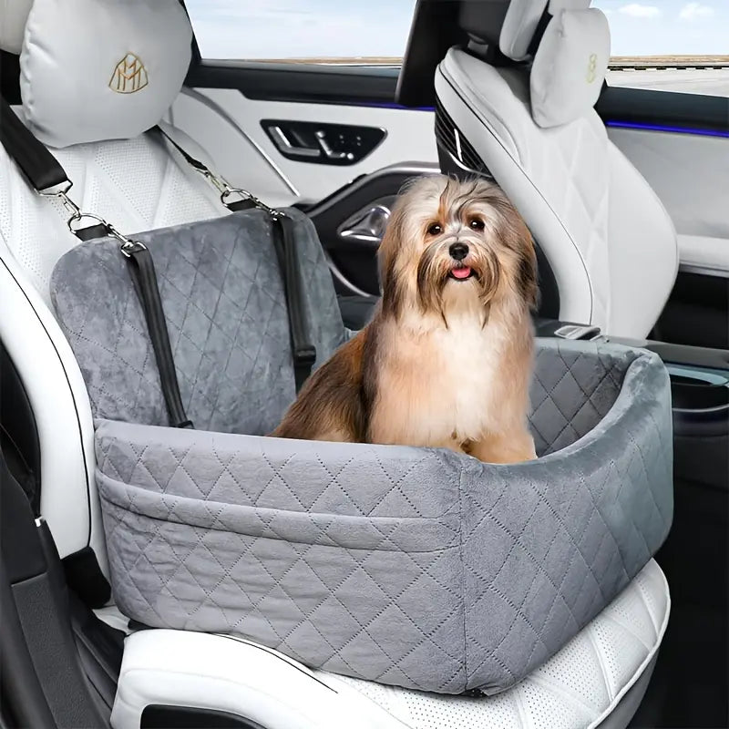 Premium Portable Dog Car Seat with Breathable Fabric - Elegant Travel Booster for Small to Medium Dogs, Durable Design with Safety Belt