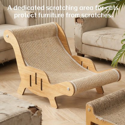 XL Size 2-In-1 Sisal Cat Scratcher with Hammock and Lounge Chair - Durable, Breathable All-Season Cat Bed for Claw Maintenance and Rest