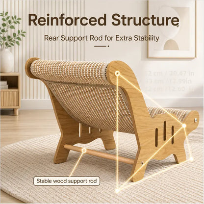 XL Size 2-In-1 Sisal Cat Scratcher with Hammock and Lounge Chair - Durable, Breathable All-Season Cat Bed for Claw Maintenance and Rest