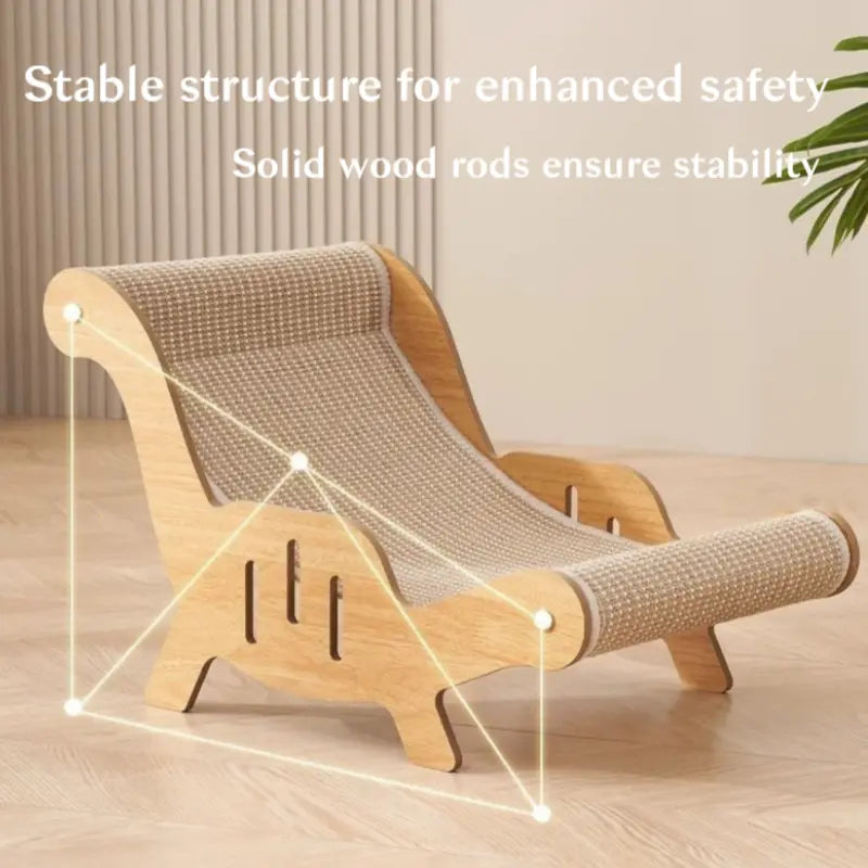 XL Size 2-In-1 Sisal Cat Scratcher with Hammock and Lounge Chair - Durable, Breathable All-Season Cat Bed for Claw Maintenance and Rest