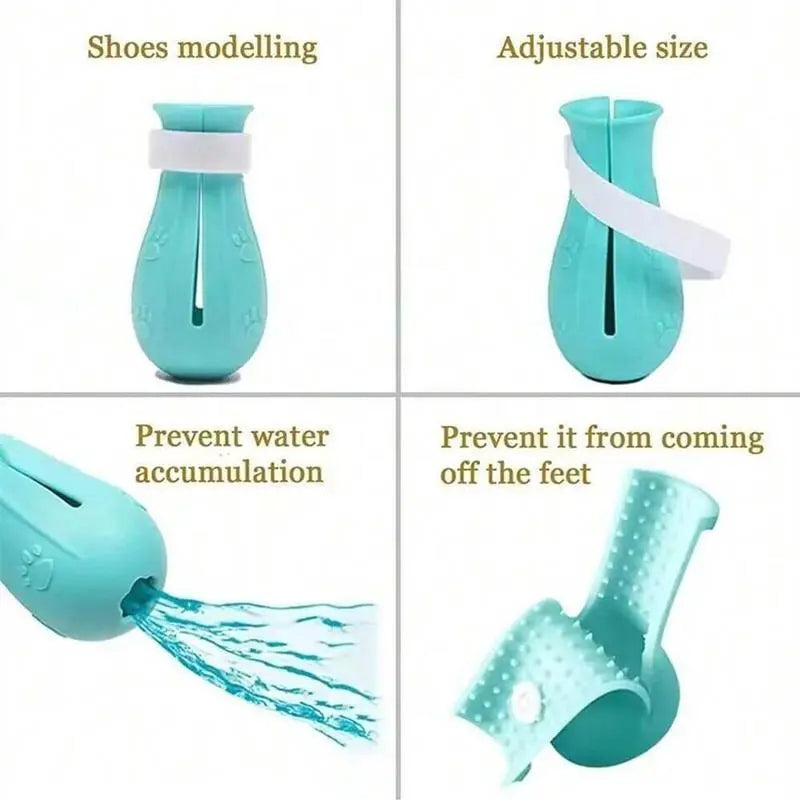 Silicone Pet Paw Protectors - 4-Piece Adjustable Grooming Boots for Cats and Dogs, Durable Anti-Scratching Protection for Baths, Safe and Reliable Design