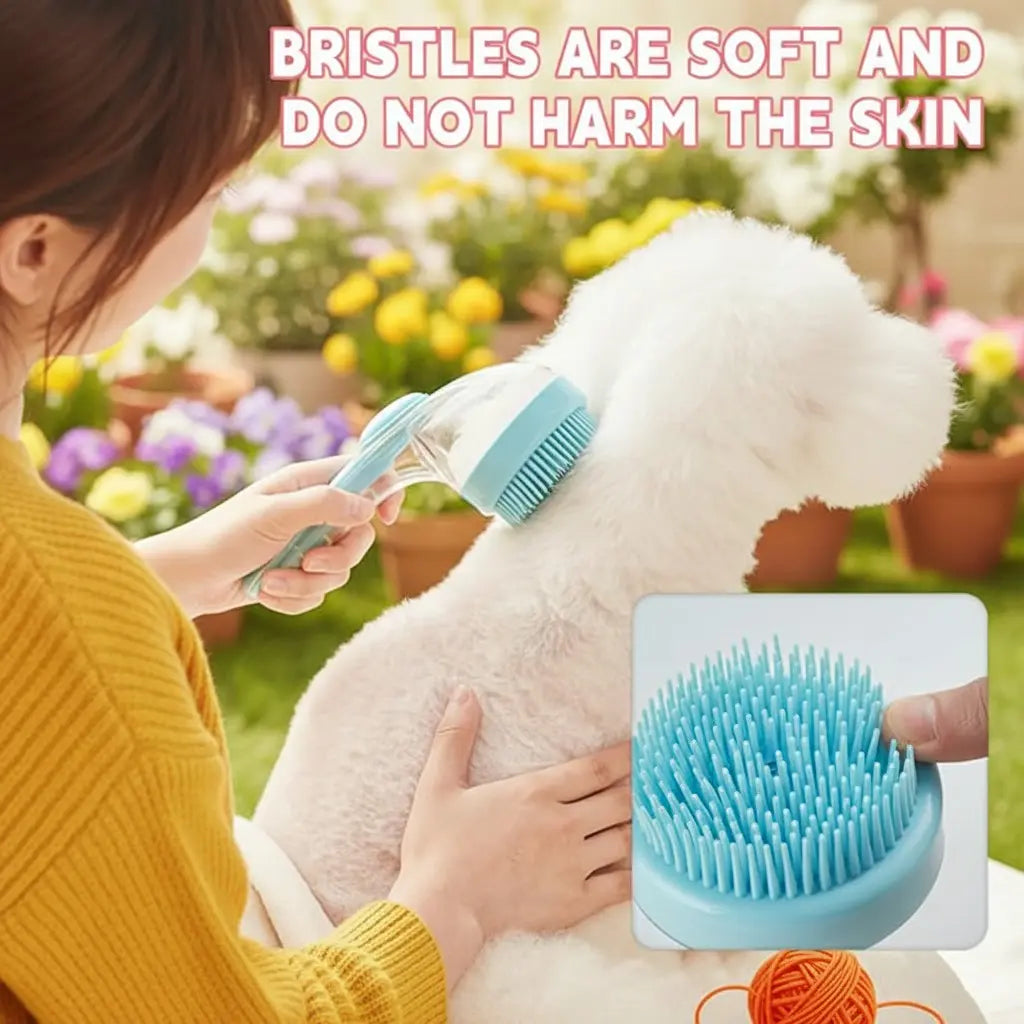 2026 New Universal 2-In-1 Pet Bath & Grooming Deshedding Brush with Built-In Soap Dispenser, 8In×3In×4In Gentle Massage Aid for Dogs & Cats, Enhances Beauty/Hair Care, Saves Dry Shampoo, Bathing
