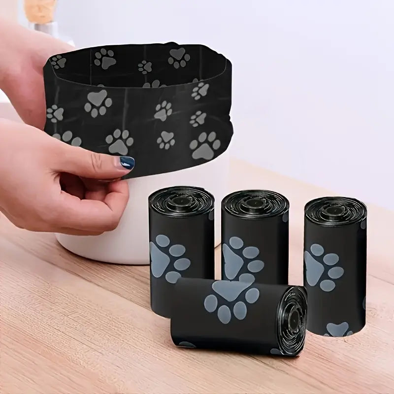 Premium Dog Waste Disposal Bags - Durable, Leak-Proof PE Material with Paw Print Design for Outdoor Use