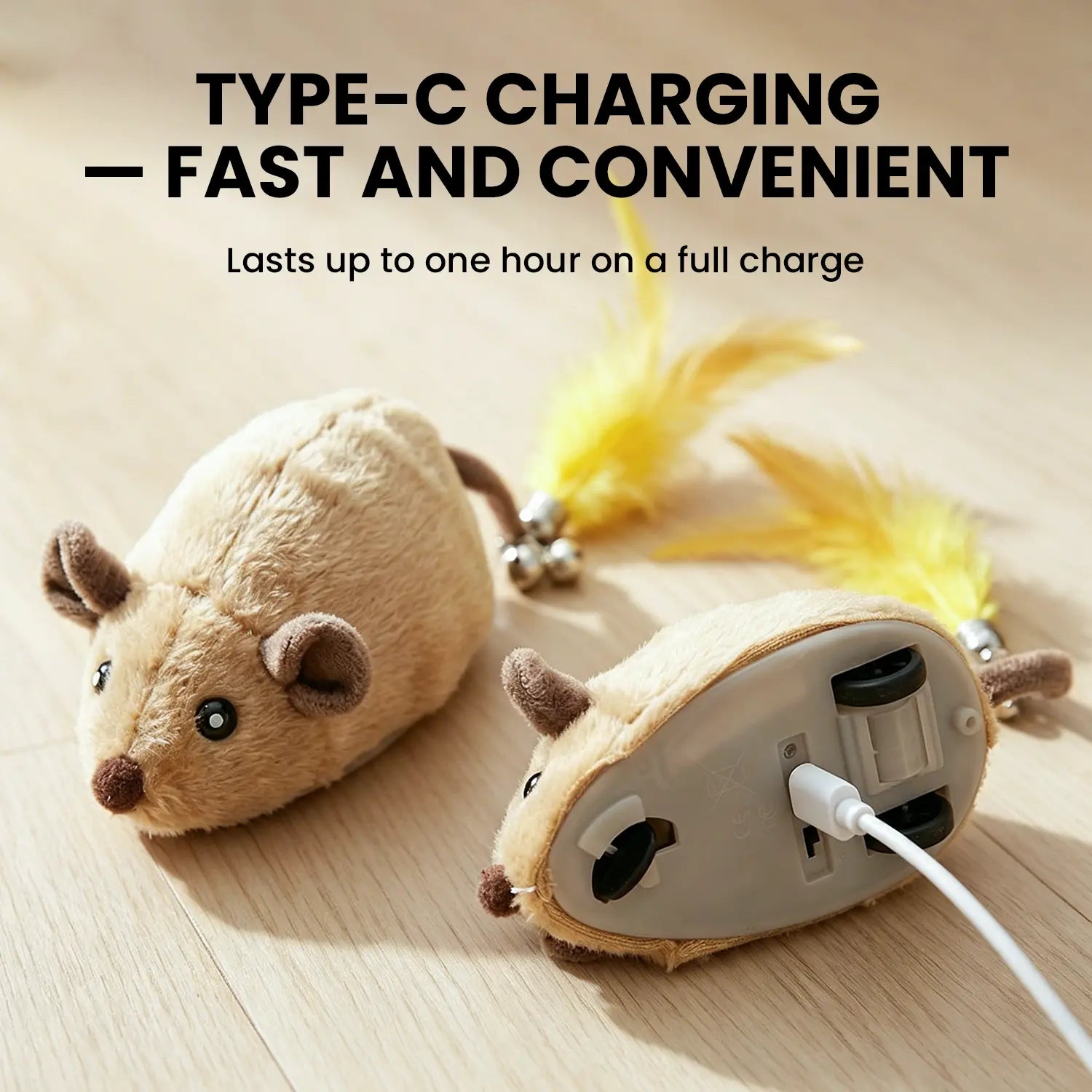 Geoorood USB Rechargeable Interactive Movement Mouse Toy for Indoor Cats (5V/1A Adapter Required, Not Included)