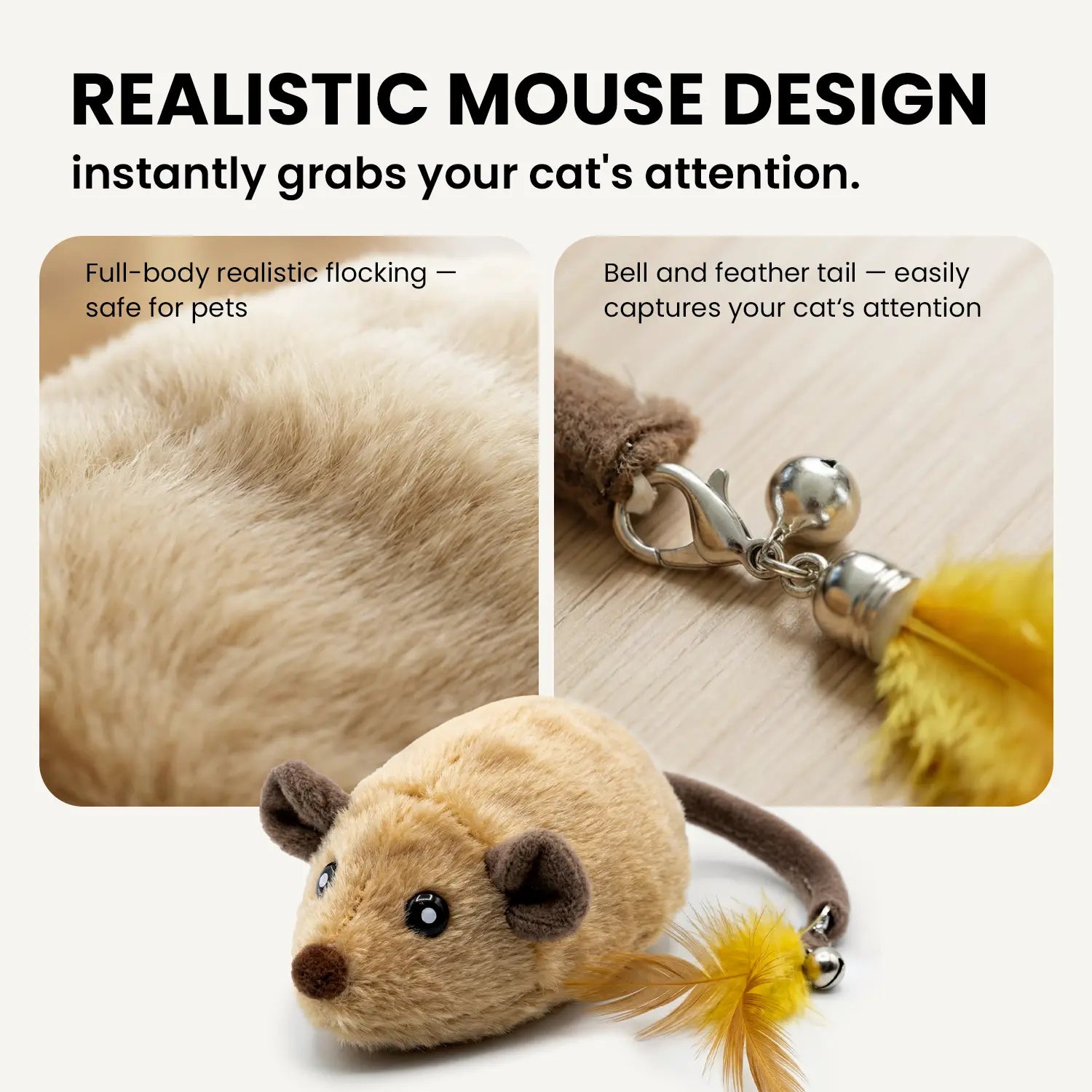 Geoorood USB Rechargeable Interactive Movement Mouse Toy for Indoor Cats (5V/1A Adapter Required, Not Included)