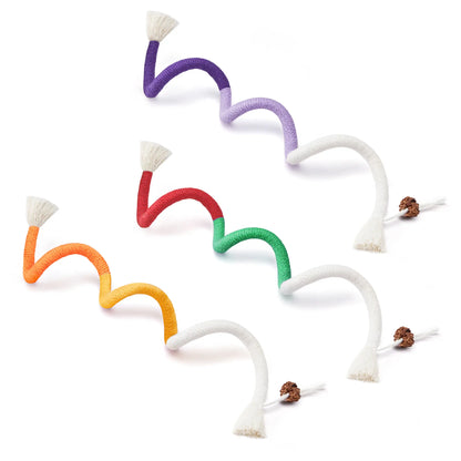 Potaroma 3-Pack Organic Cotton Snake-Shaped Interactive Cat Chew Ropes - Dental Care Toys for Indoor Kittens, Promotes Calmness, Reduces Tartar Buildup, Freshens Breath, Encourages Indoor Play