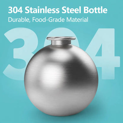 Ihubei 3-in-1 Stainless Steel Pet Water Bottle with Food-Grade Silicone Foldable Bowl - Stylish Hydration Solution for Dogs and Cats, 285ml