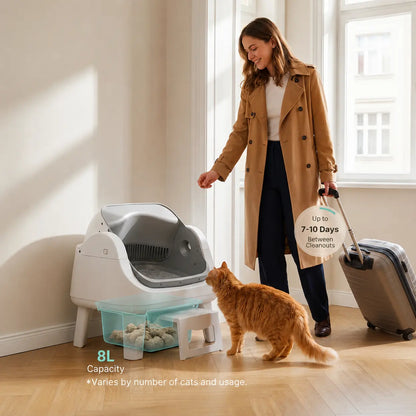 Petpivot Autoscooper 12 Lite Open-Top Automatic Self-Cleaning Cat Litter Box, Easy-Entry Front Step, Triple Safety Protection, No App Required,Back to School