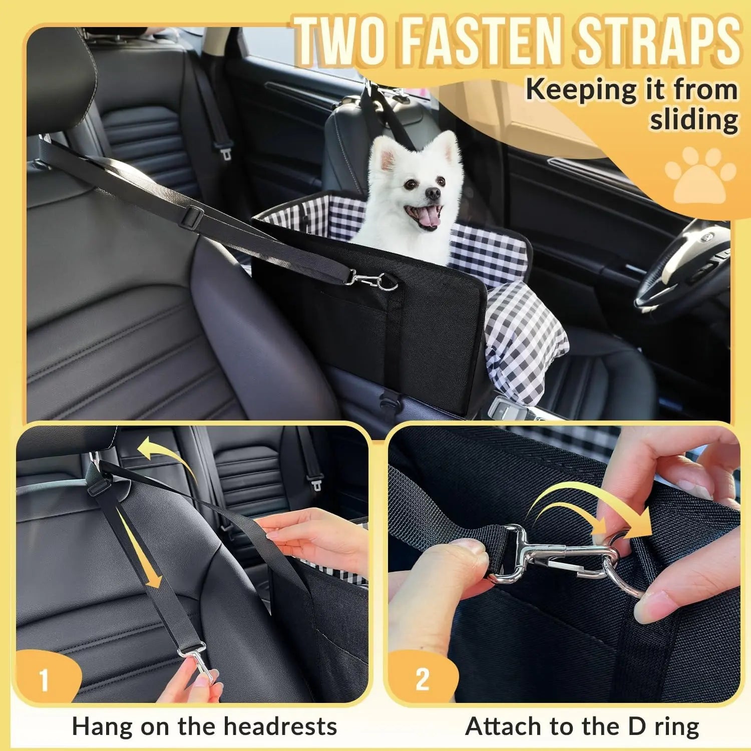 Premium Small Dog Car Seat Center Console Booster with Safety Leash - Portable Non-Slip Pet Travel Carrier for Small Breeds