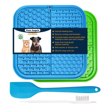 Premium Four-Angels Licking Mat for Dogs and Cats - Suction Cup Slow Feeder for Bathing, Grooming, Training, and Anxiety Management
