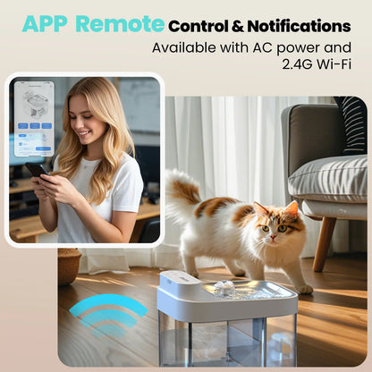 HAPAW Smart Cat Water Fountain: Advanced Filter-Free Hydration System with Wi-Fi Connectivity and Extended Battery Life for Optimal Pet Wellness