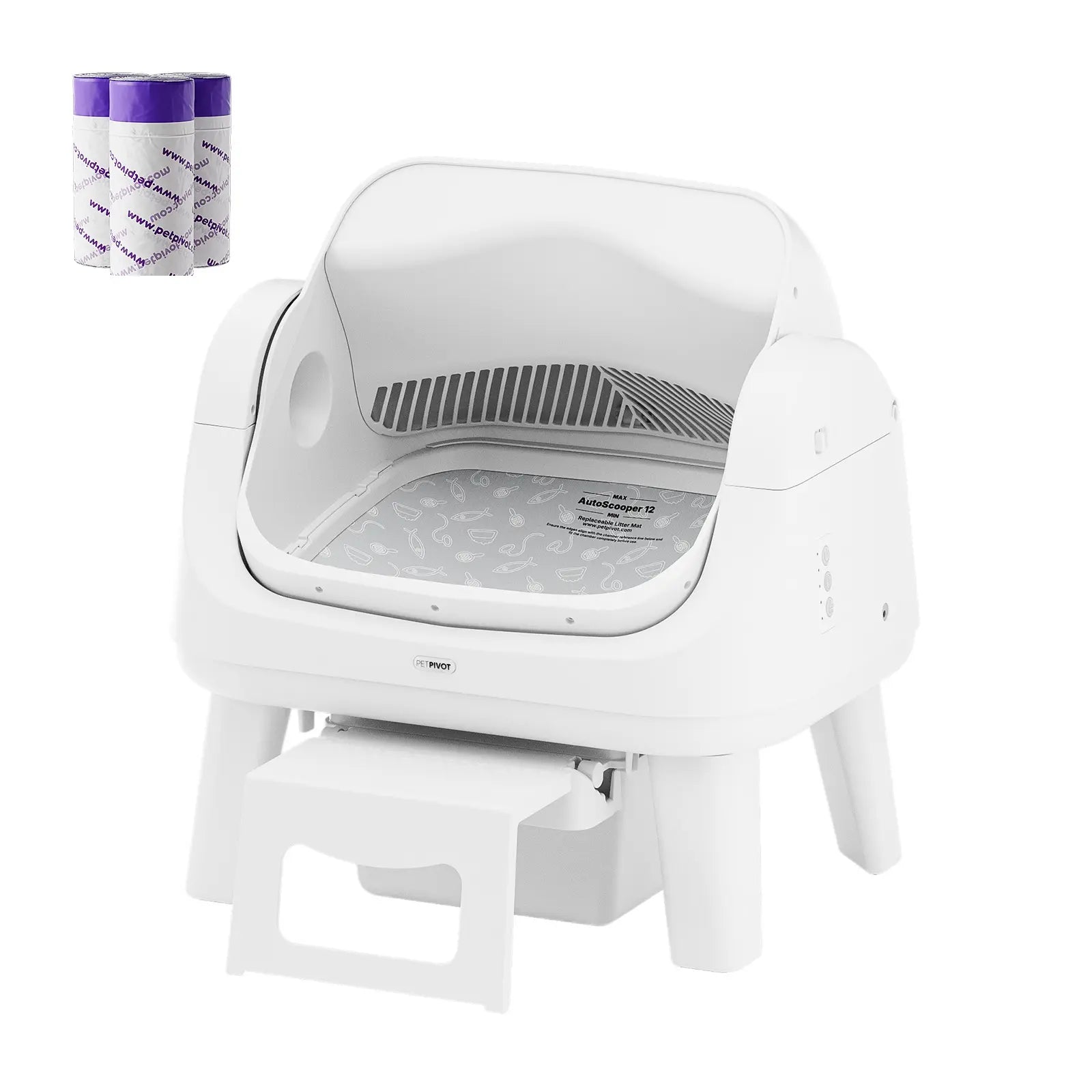 Petpivot Autoscooper 12 Lite Open-Top Automatic Self-Cleaning Cat Litter Box, Easy-Entry Front Step, Triple Safety Protection, No App Required,Back to School