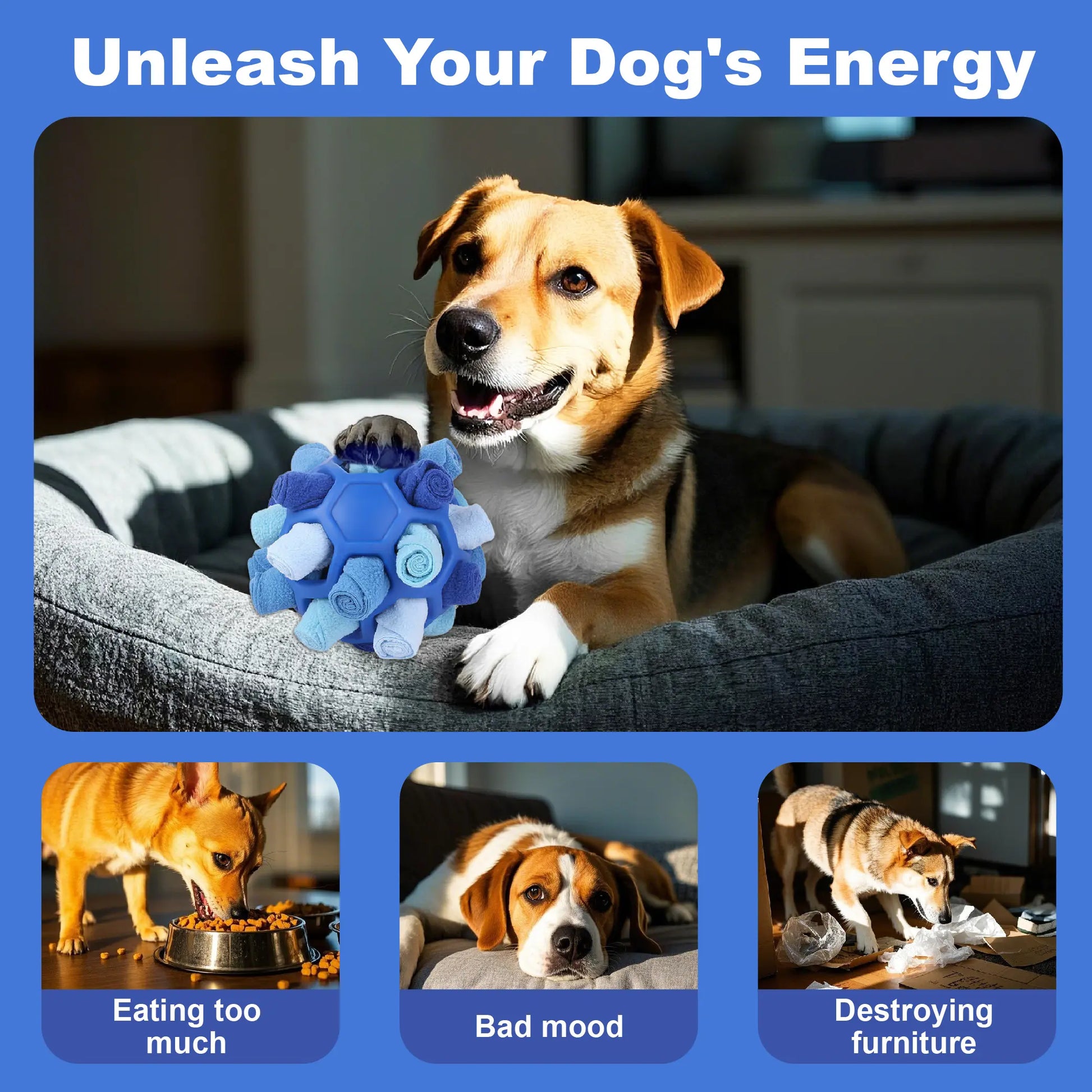 Velvet Interactive Snuffle Ball Toy for Small Dogs - Chewable Puzzle Feeder for Mental Stimulation and Anxiety Relief