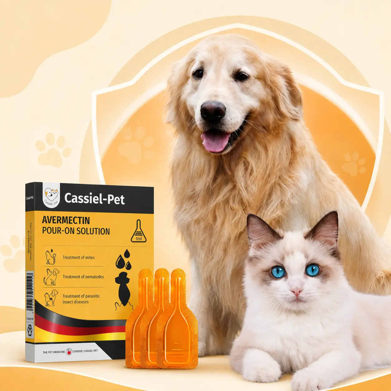 Cassiel Pet Topical Care Drops for Dogs and Cats - Convenient External Liquid for Daily Skin and Coat Maintenance